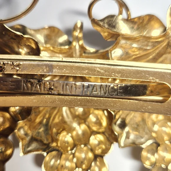 Vintage Kirks Folly Gold Grapes Barrette VINTAGE KIRKS FOLLY HAIR BARRETT PIN COPPER COLORED GRAPE  main image 2